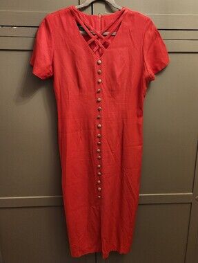 Dawn Joy Fashions 80's Coral Dress